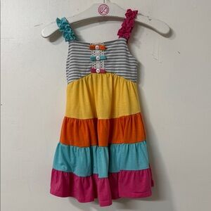 Jona Michelle Striped and Colorful Tiered Dress